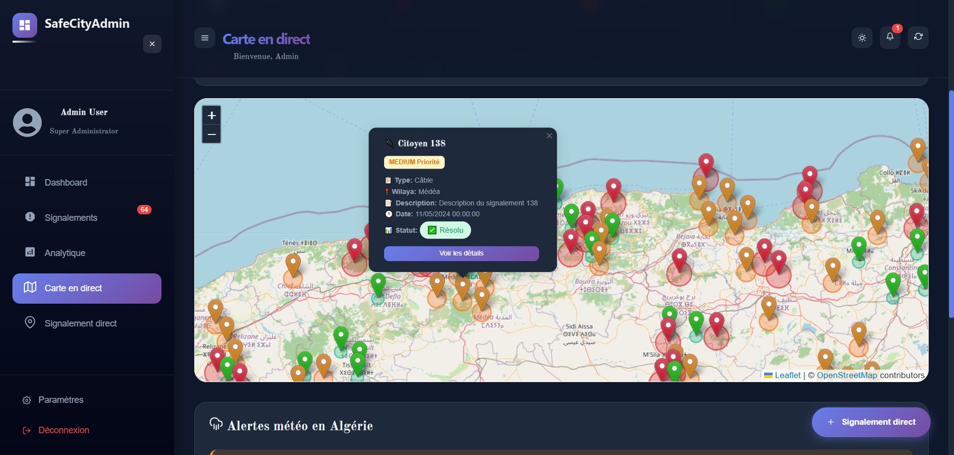 SafeCity dashboard